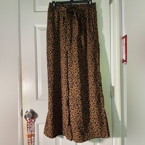 Cheetah Print Wide Leg Pants